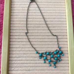 Vintage Blue Beaded Necklace with Artistic Design